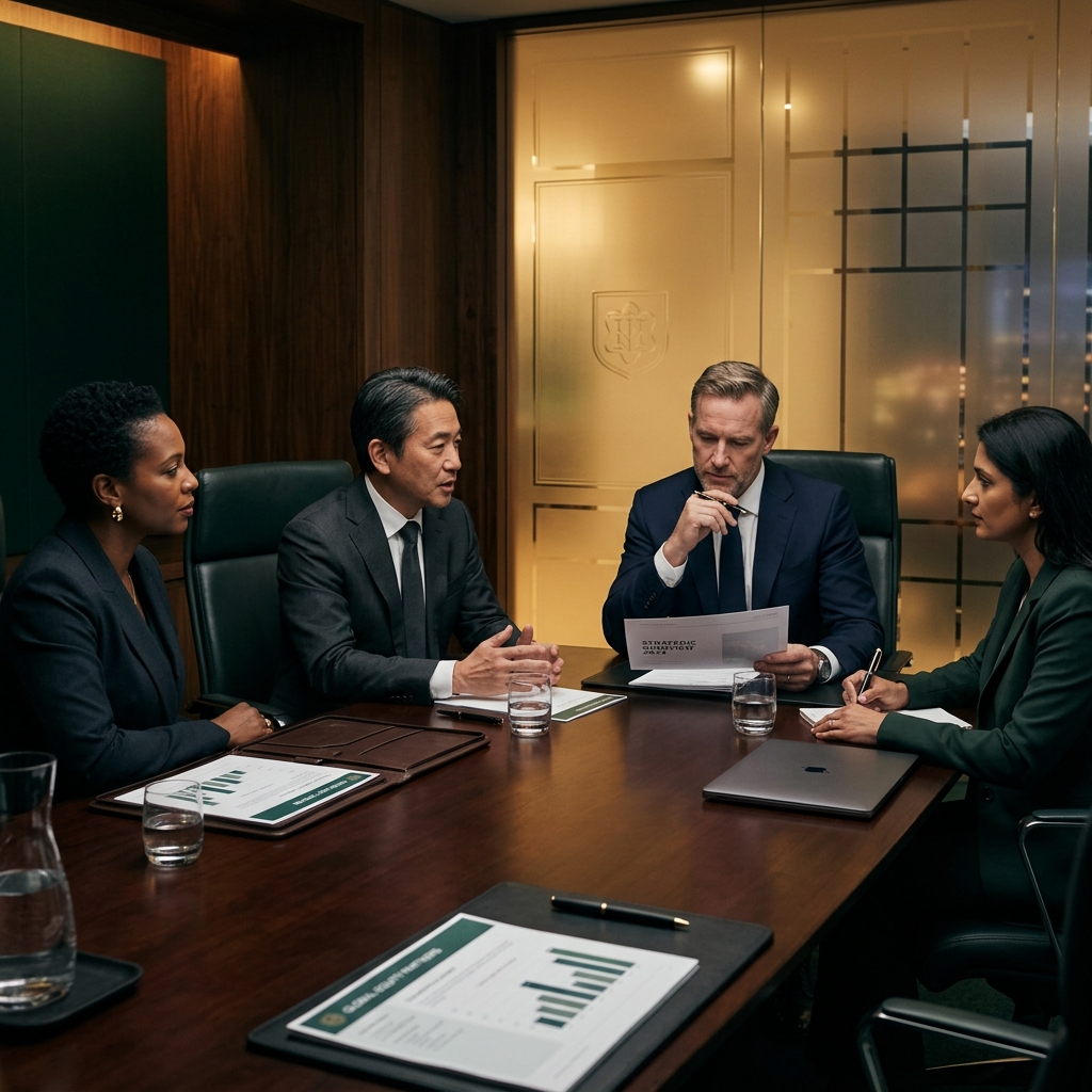 Executive boardroom meeting at TrustBridge Capital