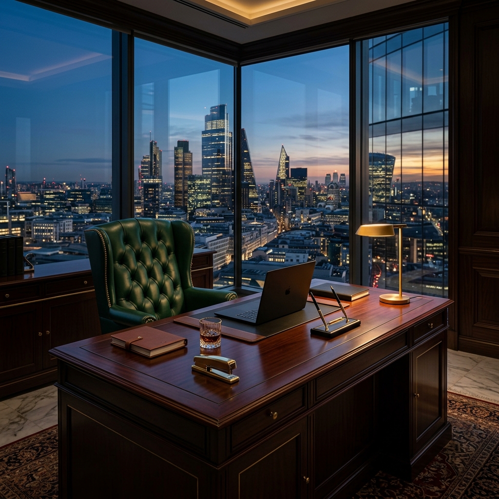 Premium executive office with city skyline view